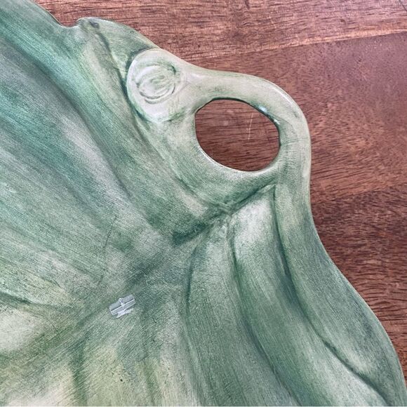 Vintage Italian pottery Italy green leaf platter 13” - Picture 4 of 4
